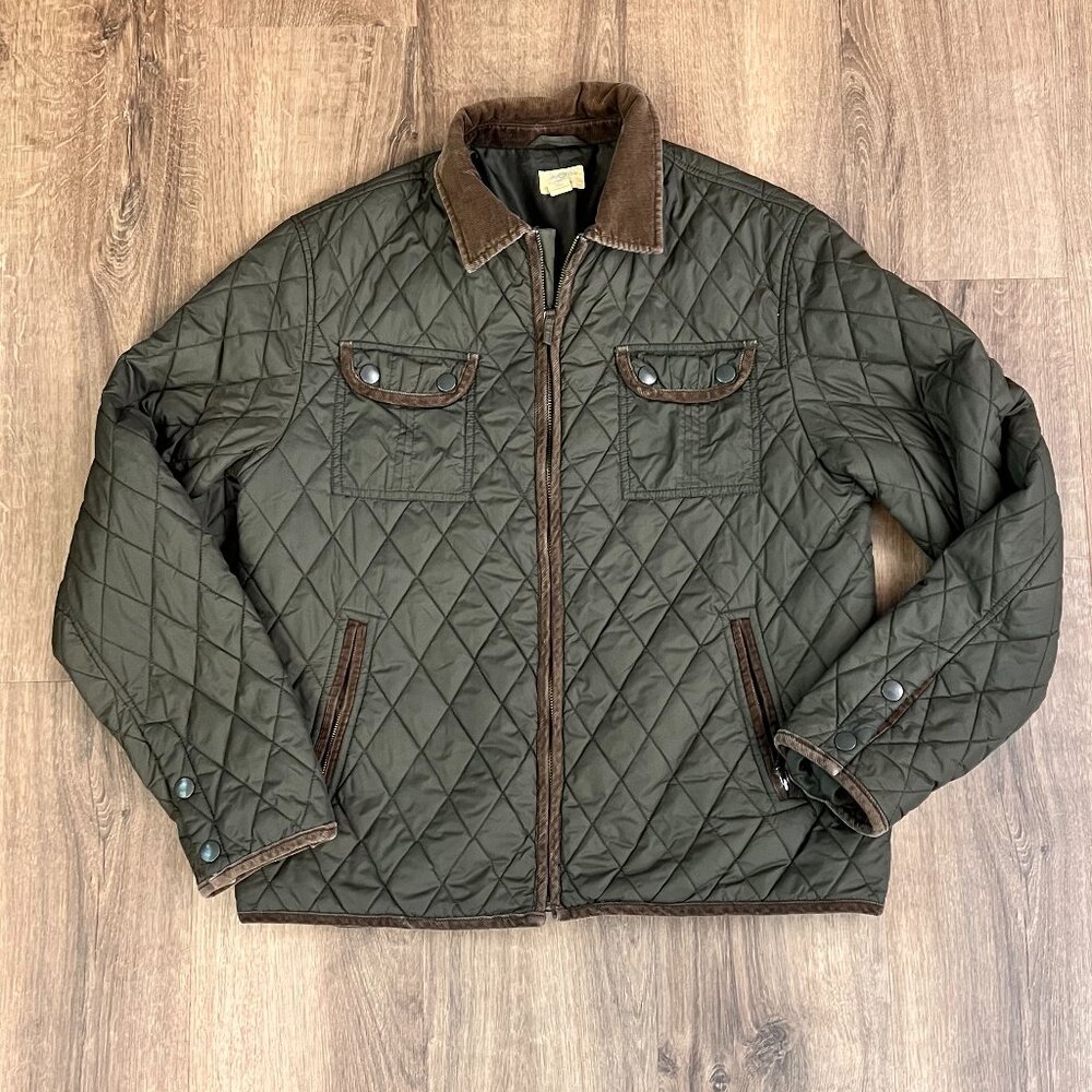Tre Vero Vintage Diamond Quilted Military Barn Jacket Sz L - Picture 3 of 12